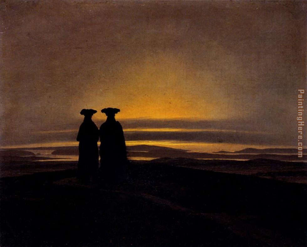 Sunset painting - Caspar David Friedrich Sunset art painting
